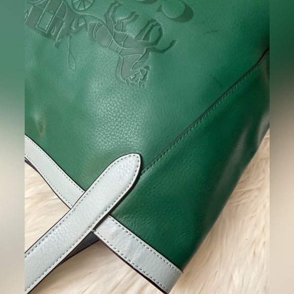 Coach Two-Tone Green and Light Blue Tote - Picture 9 of 14